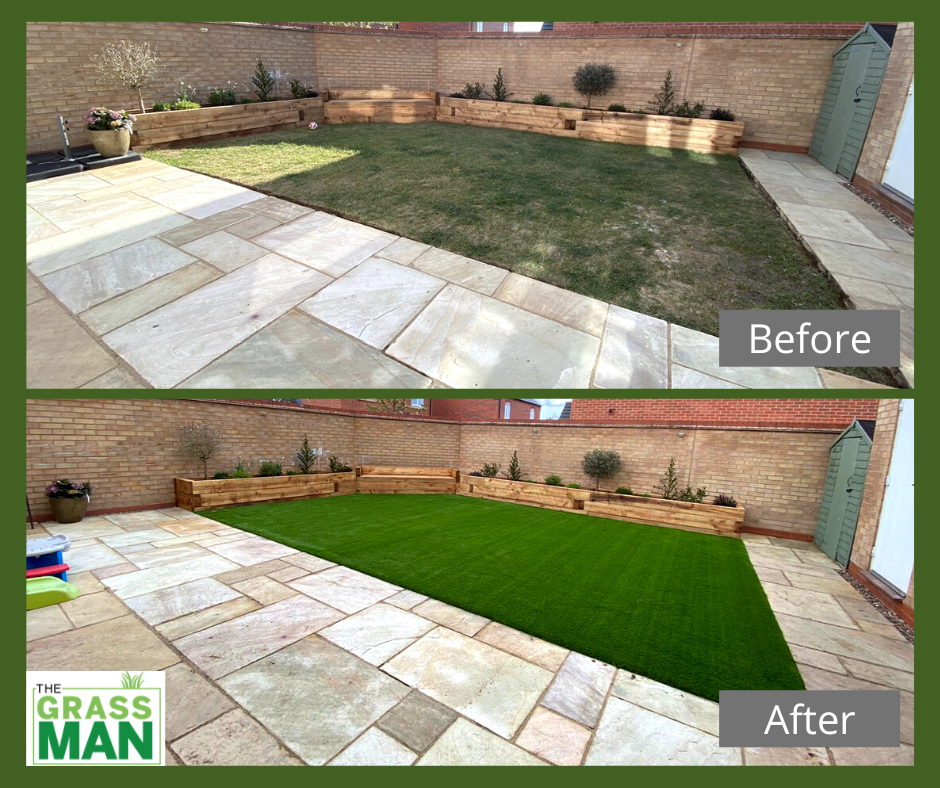 Before and after grass installation